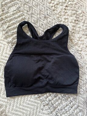 Small dream where Black Racerback Sports Bra for Women mesh removable padding